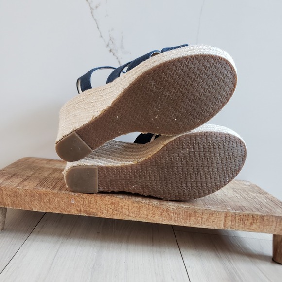 Michael Kors Espadrille Wedge Sandals Womens 8.5 Blue Denim Etta Platform Zip Up - Picture 6 of 7